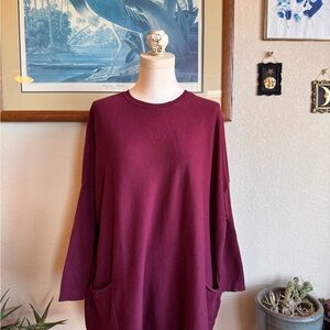 Tea n Rose Maroon Oversized Knit Top
